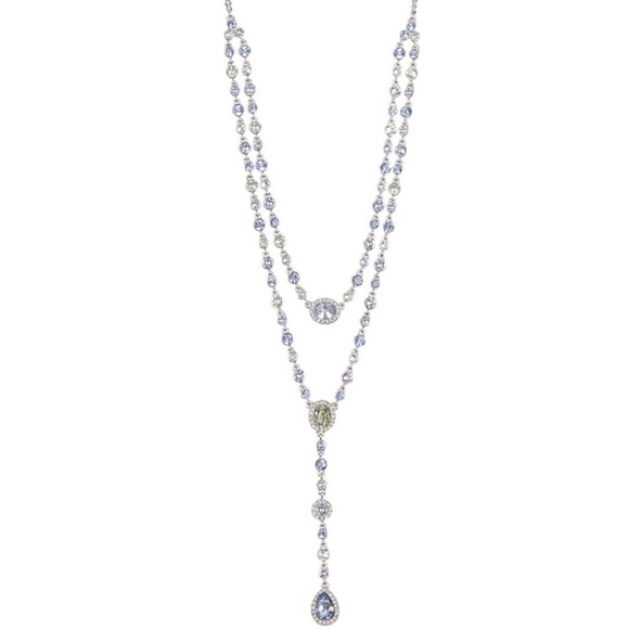 Givenchy Jewelry - Givenchy | NWT Double Layered Crystal Rhodium Pave Y-Necklace